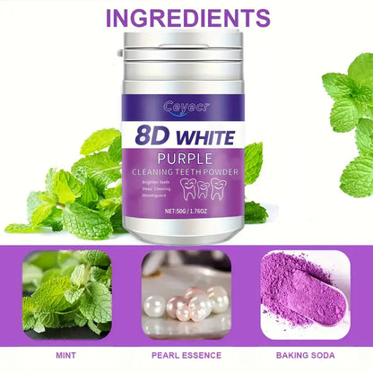 Ceyecr Purple Teeth Whitening Powder, 50g/1.76.Oz - Deep Clean & Tooth Cleaning Powder, Fresh Breath Toothpaste, Natural Essenc