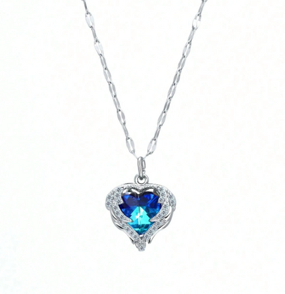 925 Silver Collarbone Fine Pendant Multicolor Heart Charm Necklace