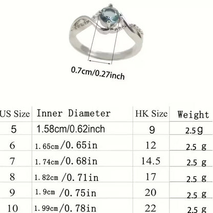 A Minimalist Wave-shaped Blue Synthetic Zirconia Ladies' Ring For Parties, Dances, Daily Wear, And Jewelry Gifts.